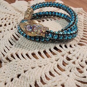 Betsey Johnson Blue Snake Coil Bracelet, Retired.